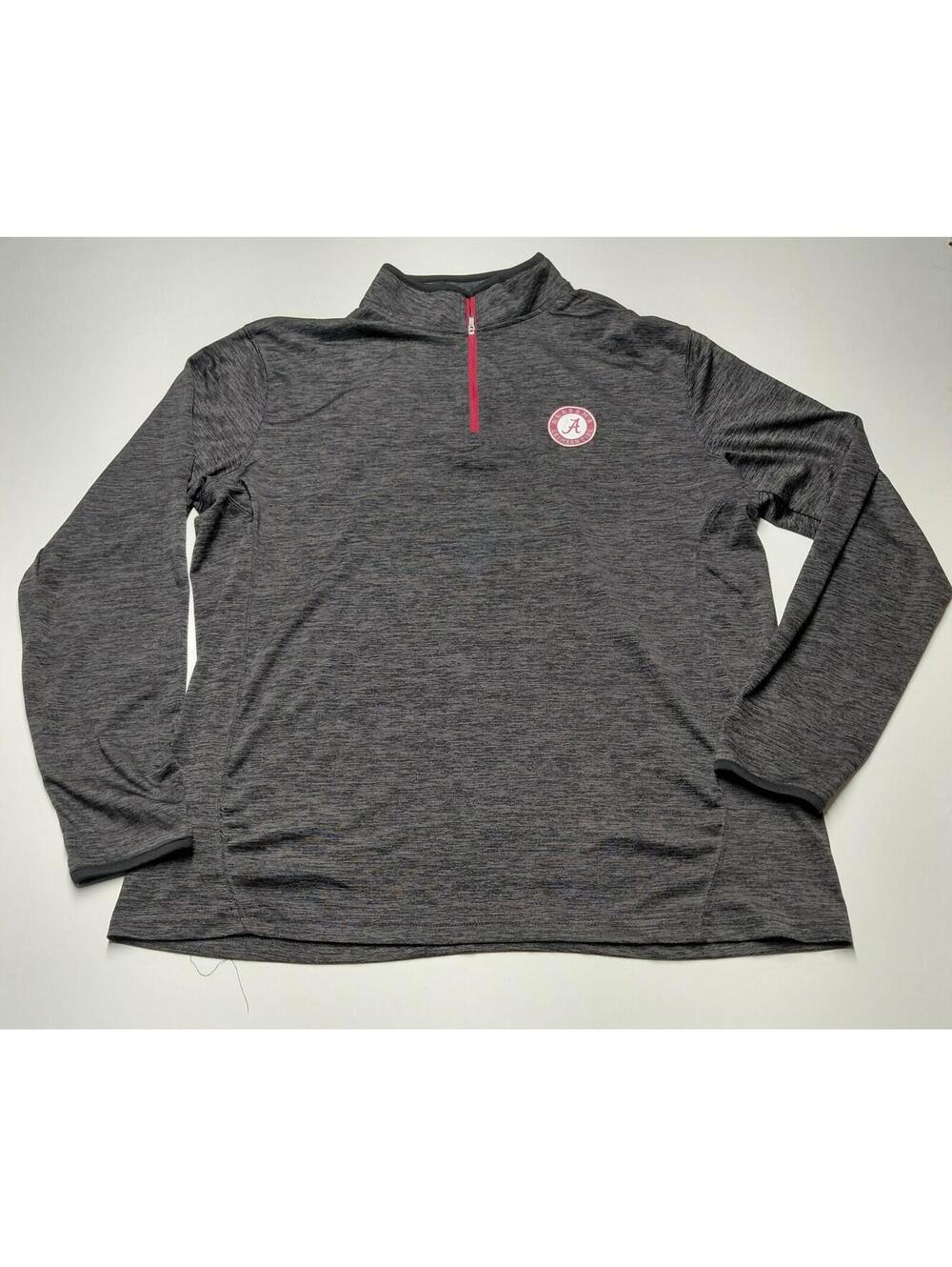 Alabama Crimson Tide Mens Large Gray 1/4 Zip Long Sleeve Pullover NCAA